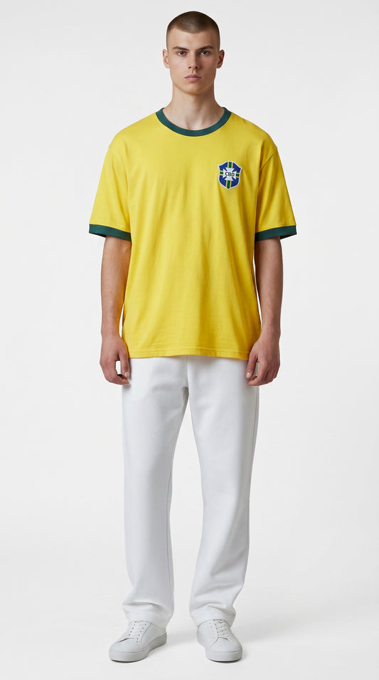 Camisa de futebol Brasil 1970 Casa retrô