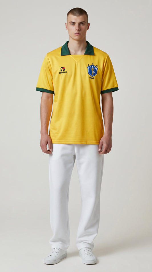 Camisa de futebol Brasil 1988 Casa retrô