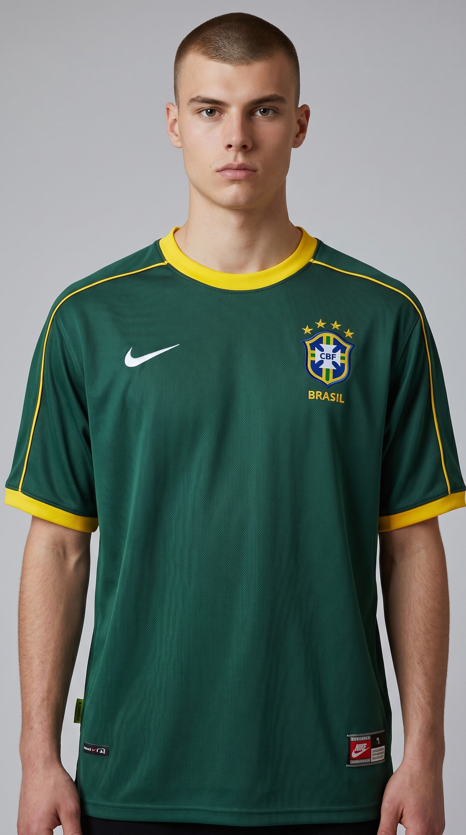 Camisa de futebol Brasil 1998 Goleiro retrô