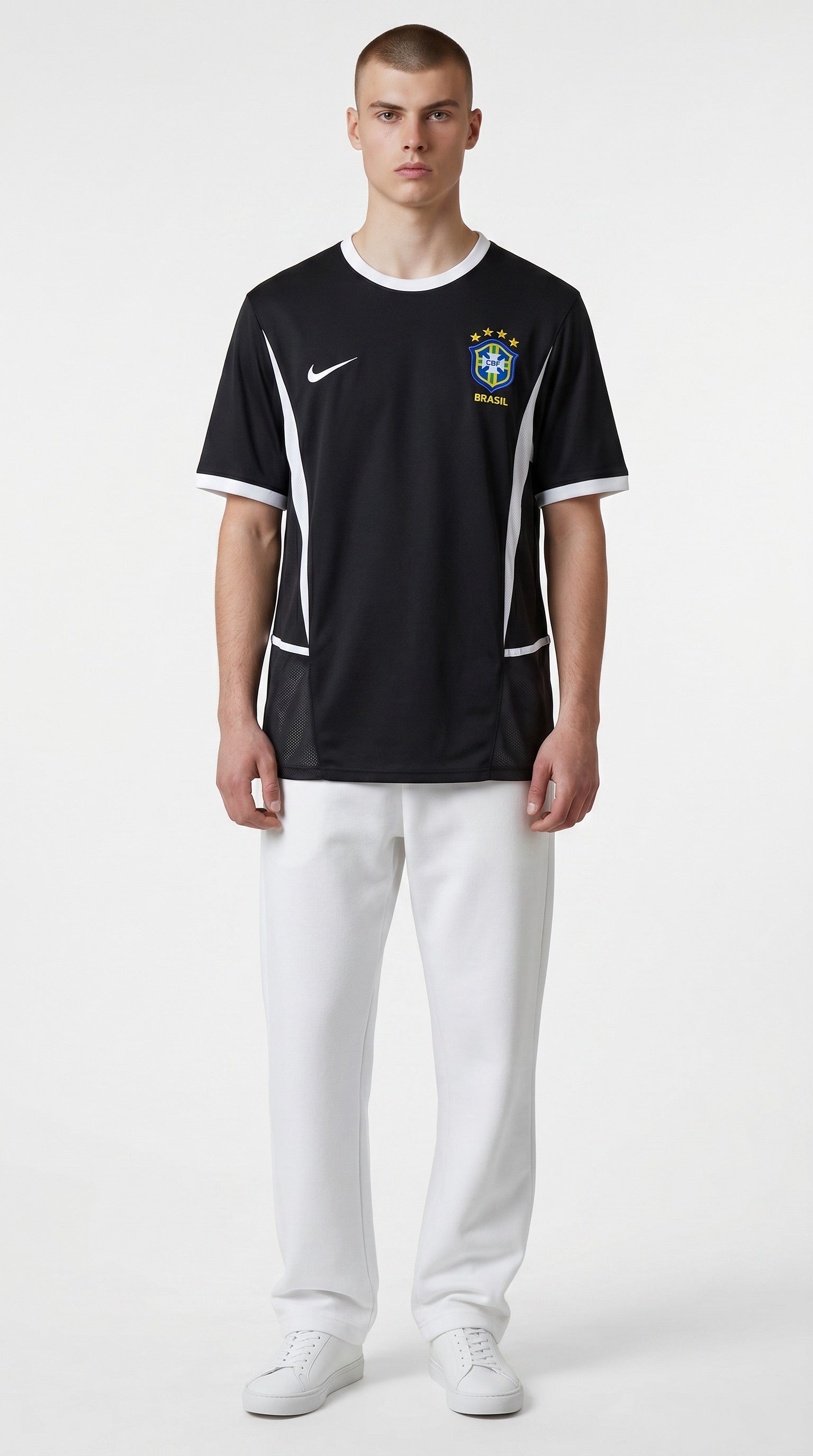 Camisa de futebol Brasil 2002 Goleiro retrô