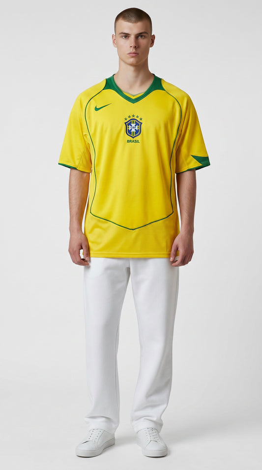 Camisa de futebol Brasil 2004-06 Casa retrô