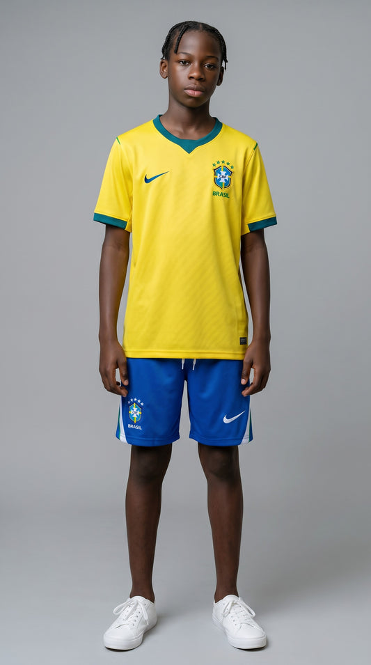 Camisa de futebol Brasil 2026 Casa Infantil atual infantil