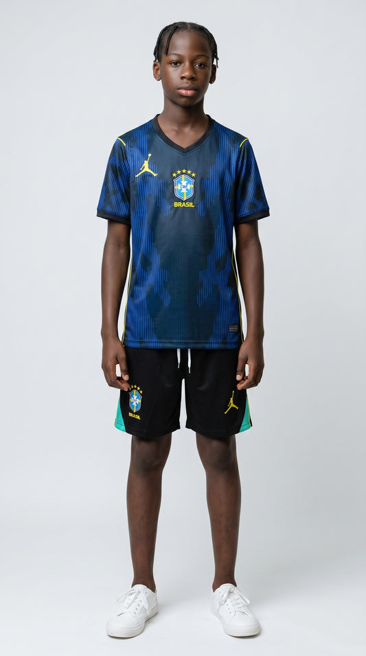 Camisa de futebol Brasil 2026 Fora Infantil atual infantil
