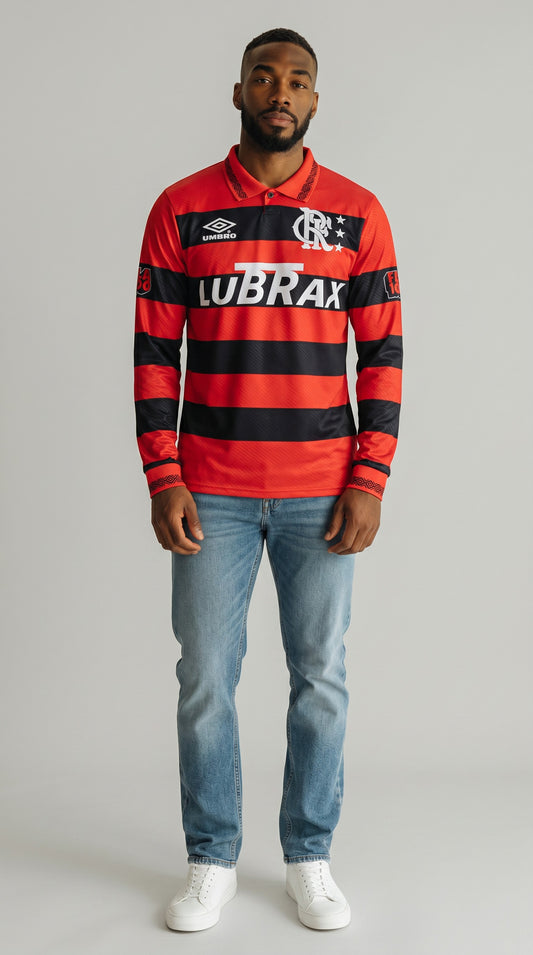 Camisa de futebol Flamengo 1994-95 Casa Manga Longa retrô