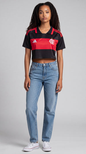 Camisa de futebol Flamengo 2026-27 Casa Feminino Crop Top atual feminina