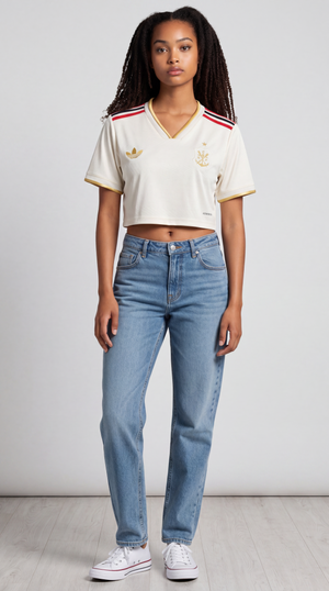 Camisa de futebol Flamengo Fora Feminino Crop Top atual feminina