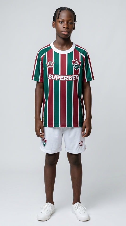 Camisa de futebol Fluminense 2024-25 Casa Infantil retrô infantil