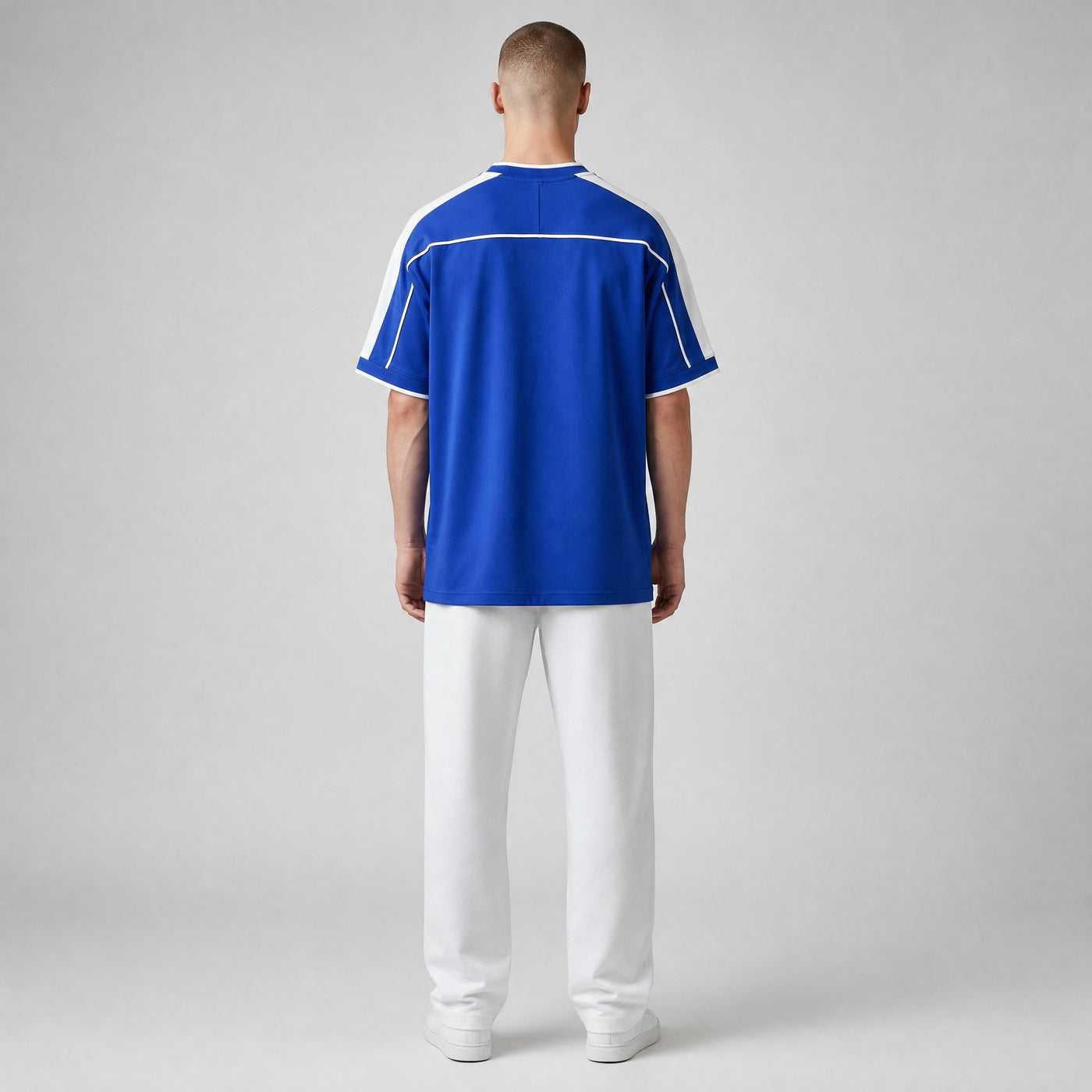 My Store 8 Brasil 1998 football jersey, royal blue with white accents on sleeves and collar. Breathable fabric.