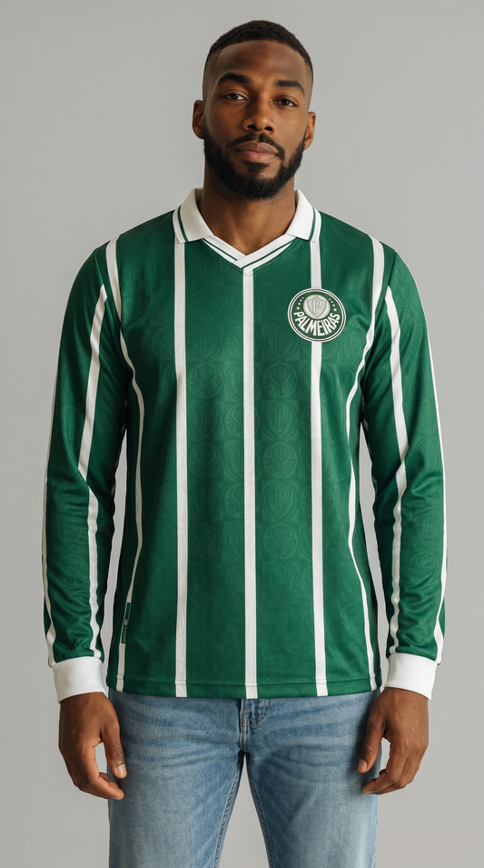 Camisa de futebol Palmeiras 1993 Casa Manga Longa retrô
