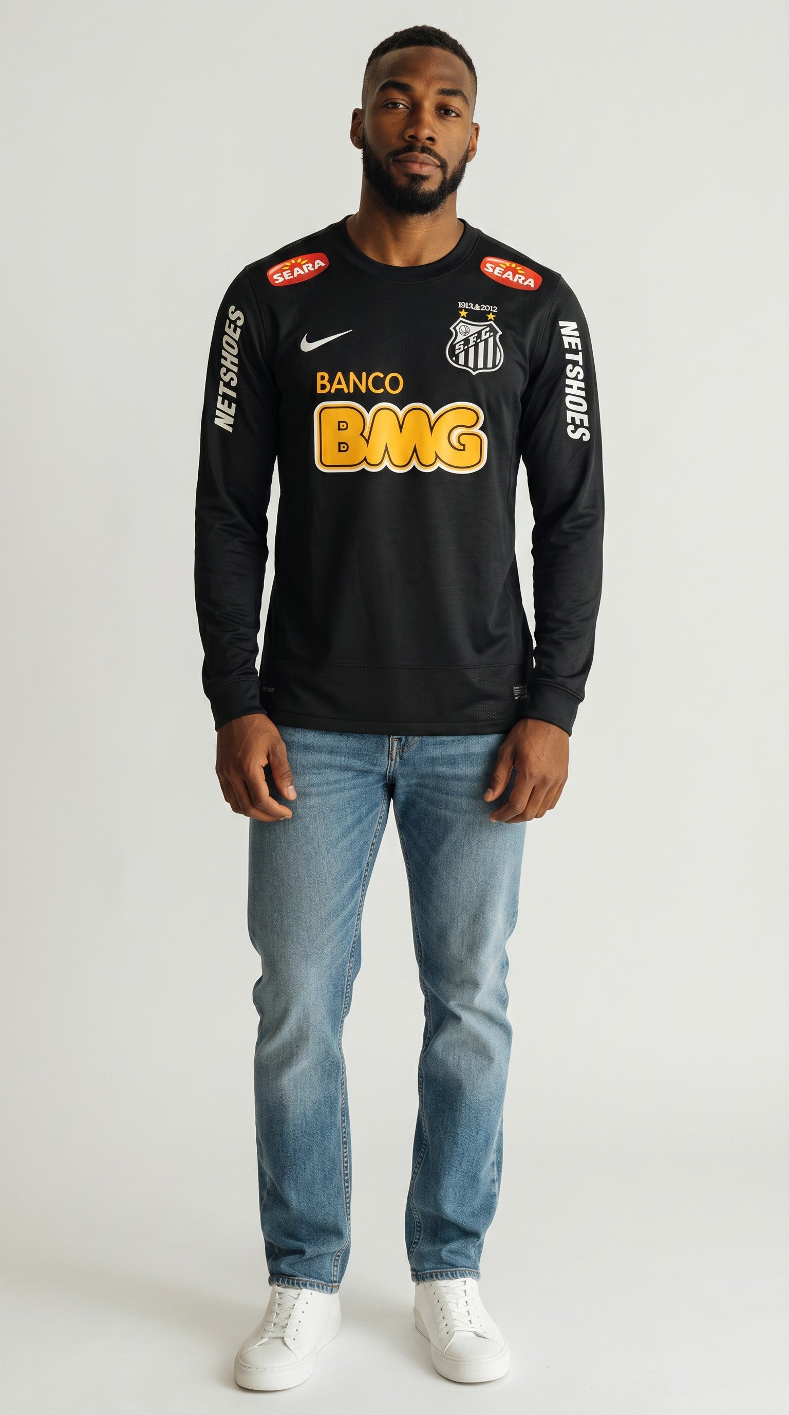 Camisa de futebol Santos 2012-13 Fora Manga Longa retrô