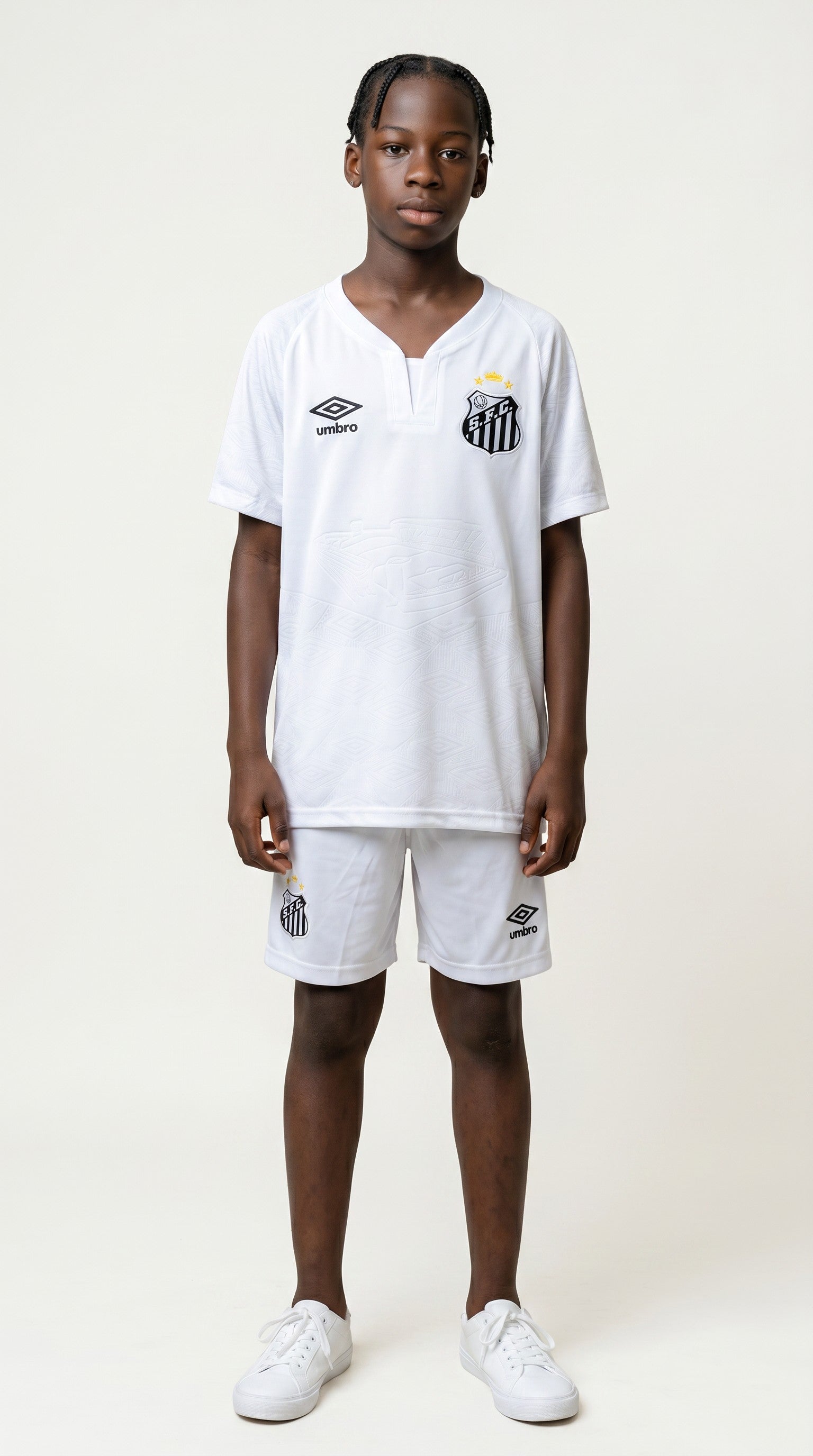 Camisa de futebol Santos 2024-25 Casa Infantil retrô infantil